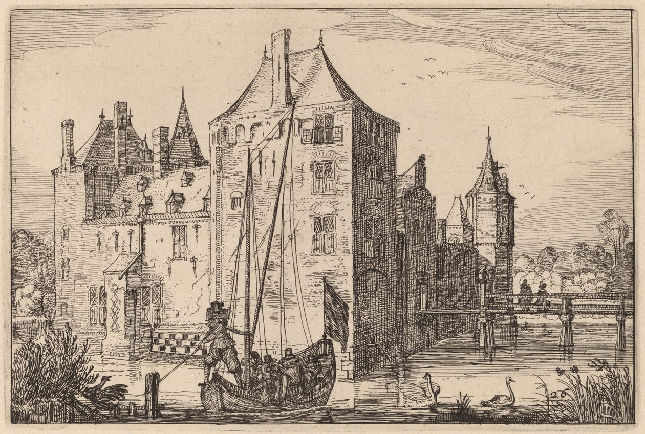 Linna (Warmond?) tekijältä Claes Jansz Visscher after Johannes van Doetechum, the Elder after Lucas
