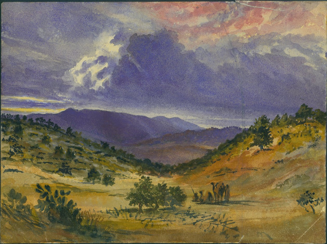 Mount Carmel, 1872 (wc ja kynä paperille) tekijältä Claude Conder