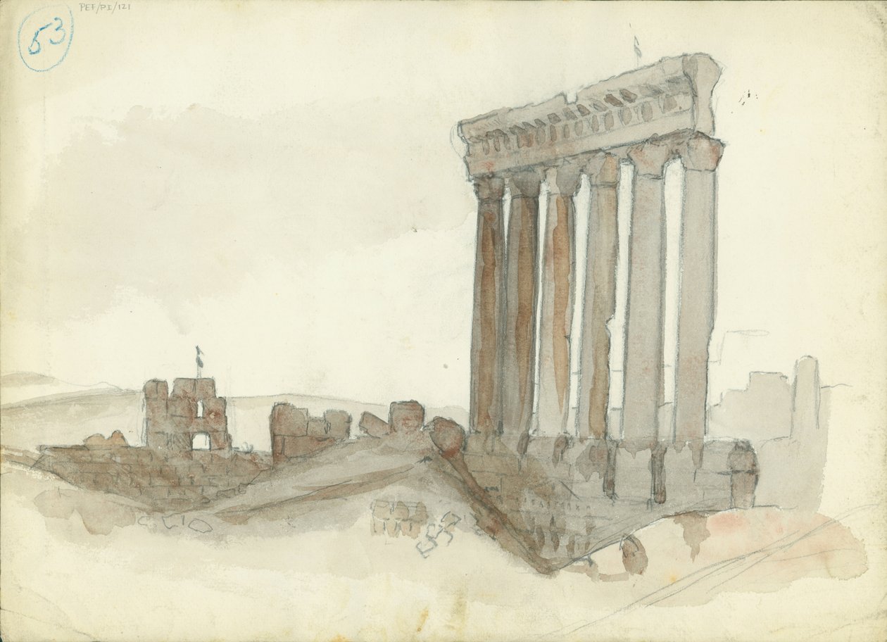 Jupiterin temppeli, Baalbek (wc ja kynä paperille) tekijältä Claude Conder