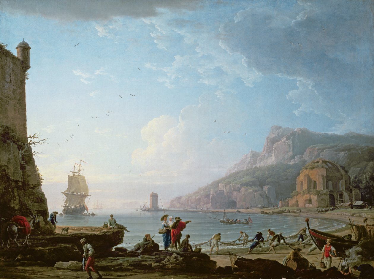 Aamukohtaus lahdella, 1752 tekijältä Claude Joseph Vernet