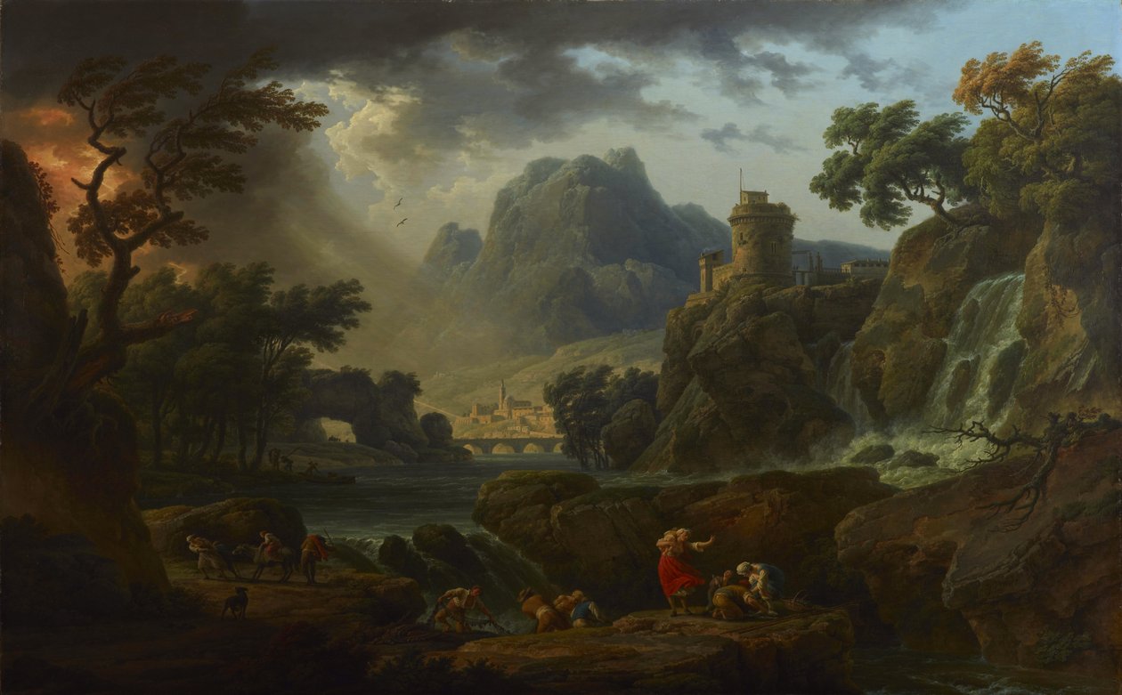 Paysage de montagne avec tempête tekijältä Claude Joseph Vernet
