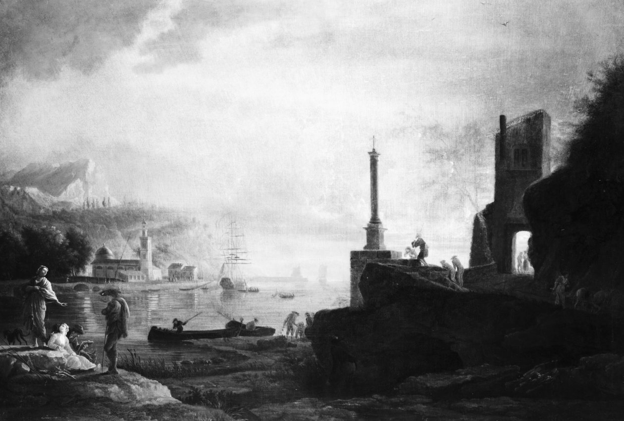 Satama, auringonlasku tekijältä Claude Joseph Vernet