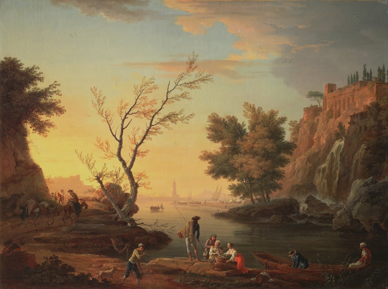 Satama auringonlaskun aikaan, 1751 tekijältä Claude Joseph Vernet