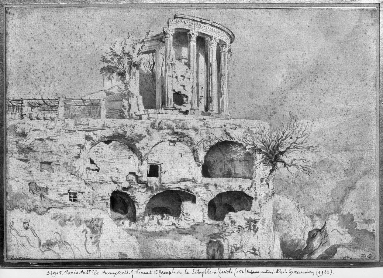 Sibylin temppeli, Tivoli (kynä ja pesu paperille) tekijältä Claude Joseph Vernet