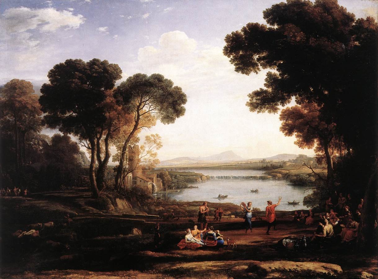 Maisema tanssivilla hahmoilla (Mill) tekijältä Claude Lorrain