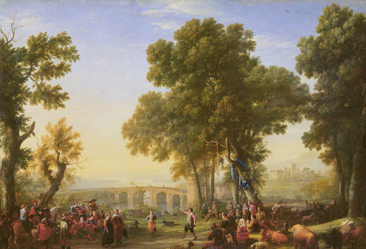 Kyläjuhla, 1639 (yksityiskohta) tekijältä Claude Lorrain