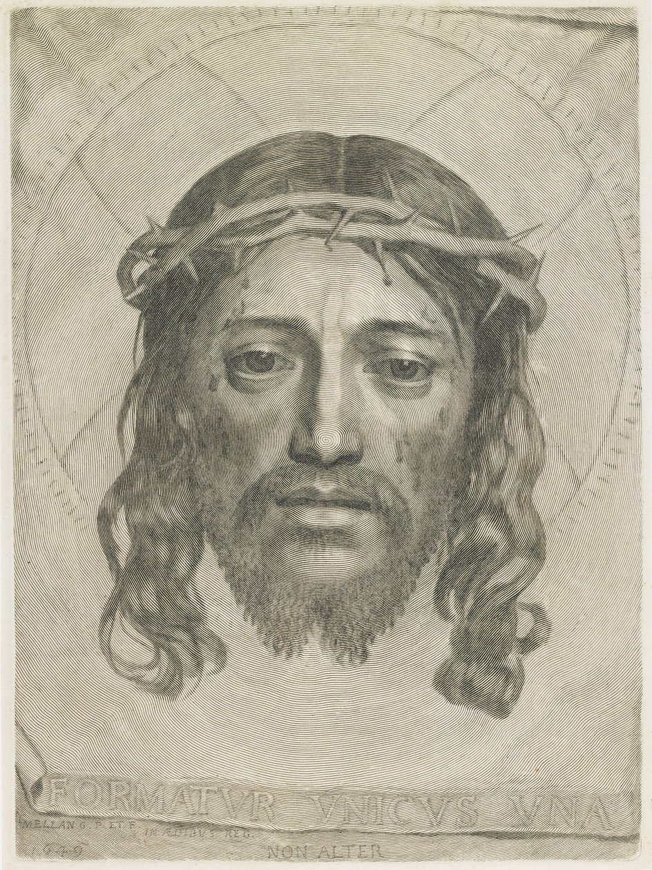 Pyhän Veronican sudarium, 1649 tekijältä Claude Mellan