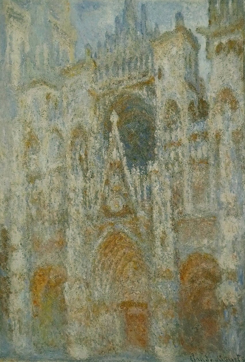 La Cathedrale de Rouen. Le portail, soleil matinal; harmonia bleuen tekijältä Claude Monet