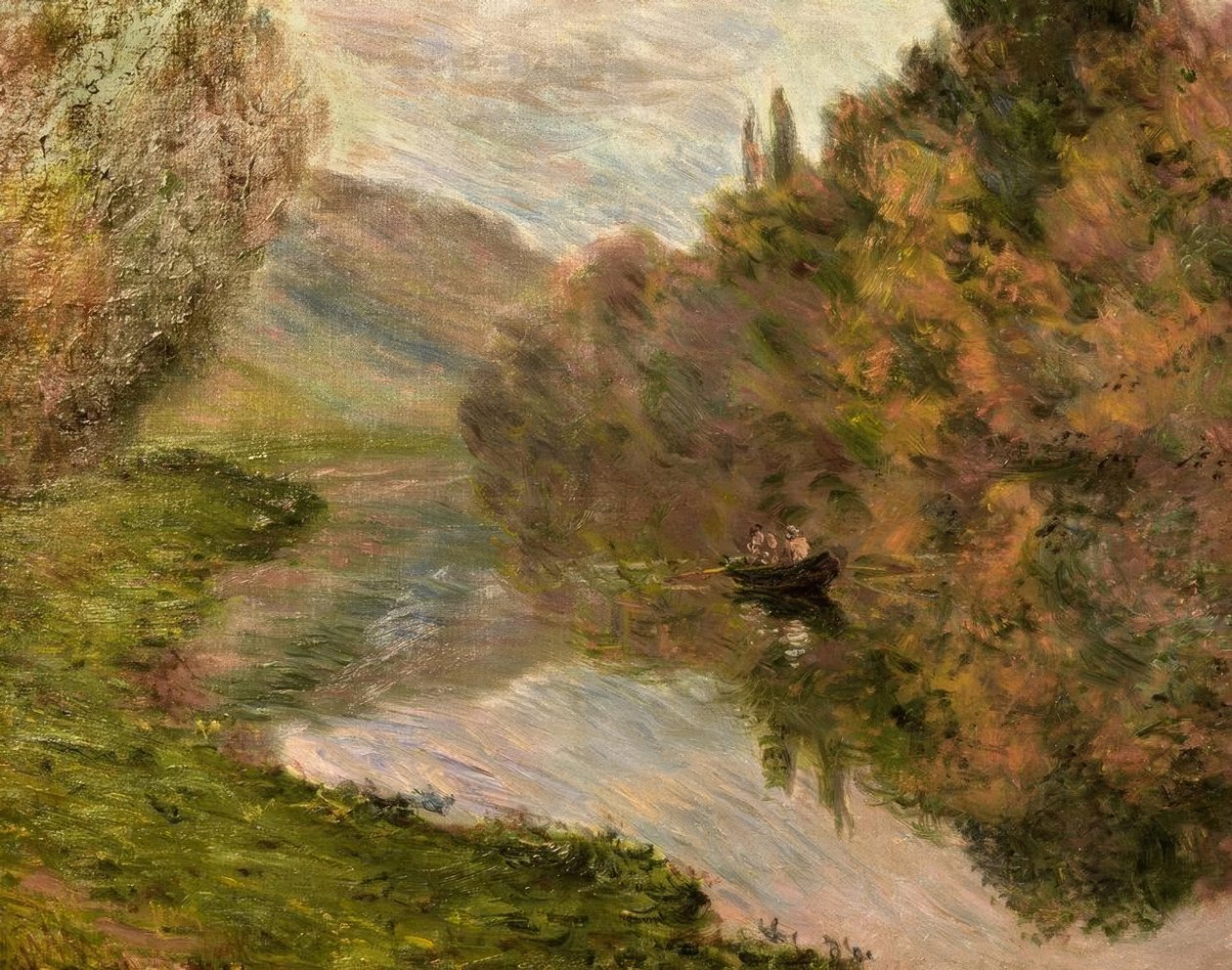 Barque sur la Seine à Jeufosse tekijältä Claude Monet