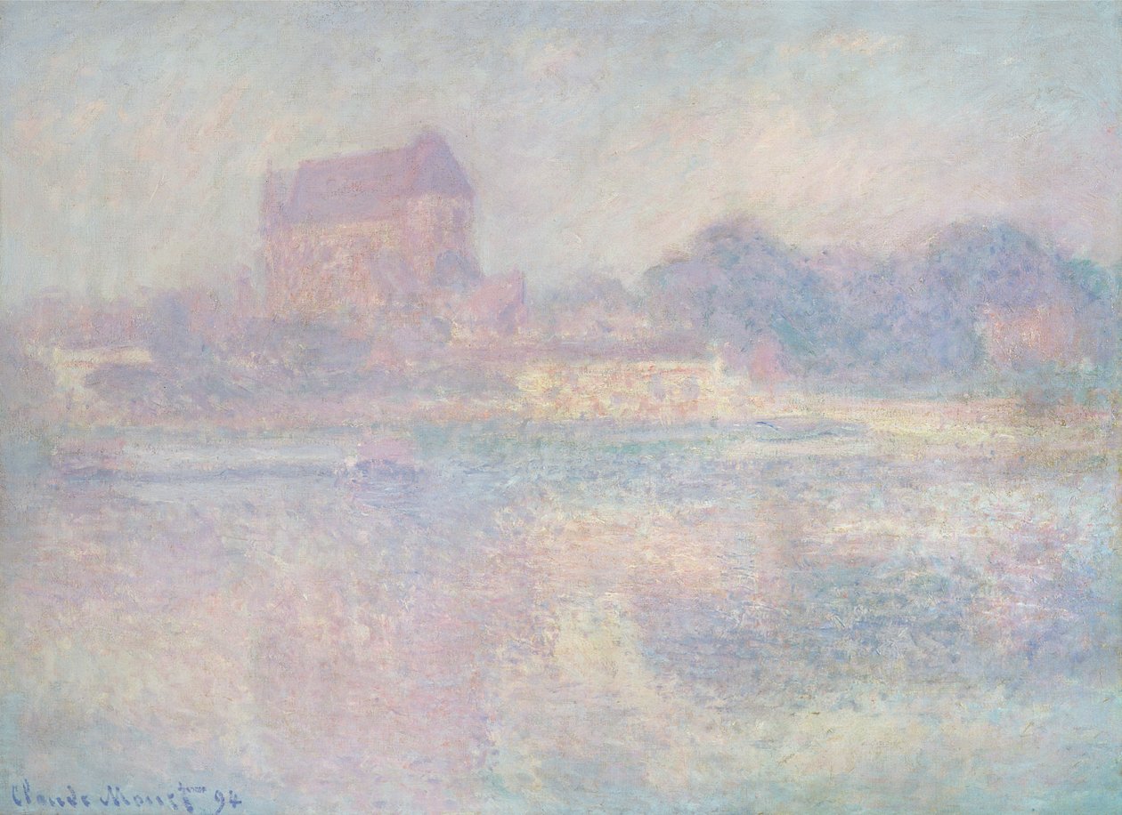 Vernonin kirkko, sumu, 1884 tekijältä Claude Monet