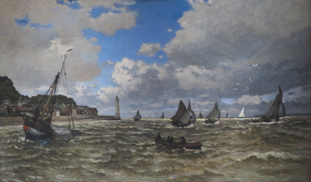 Seinen suu, Honfleur Claude Monet, 1865, öljy kankaalle, Norton Simon Museum tekijältä Claude Monet