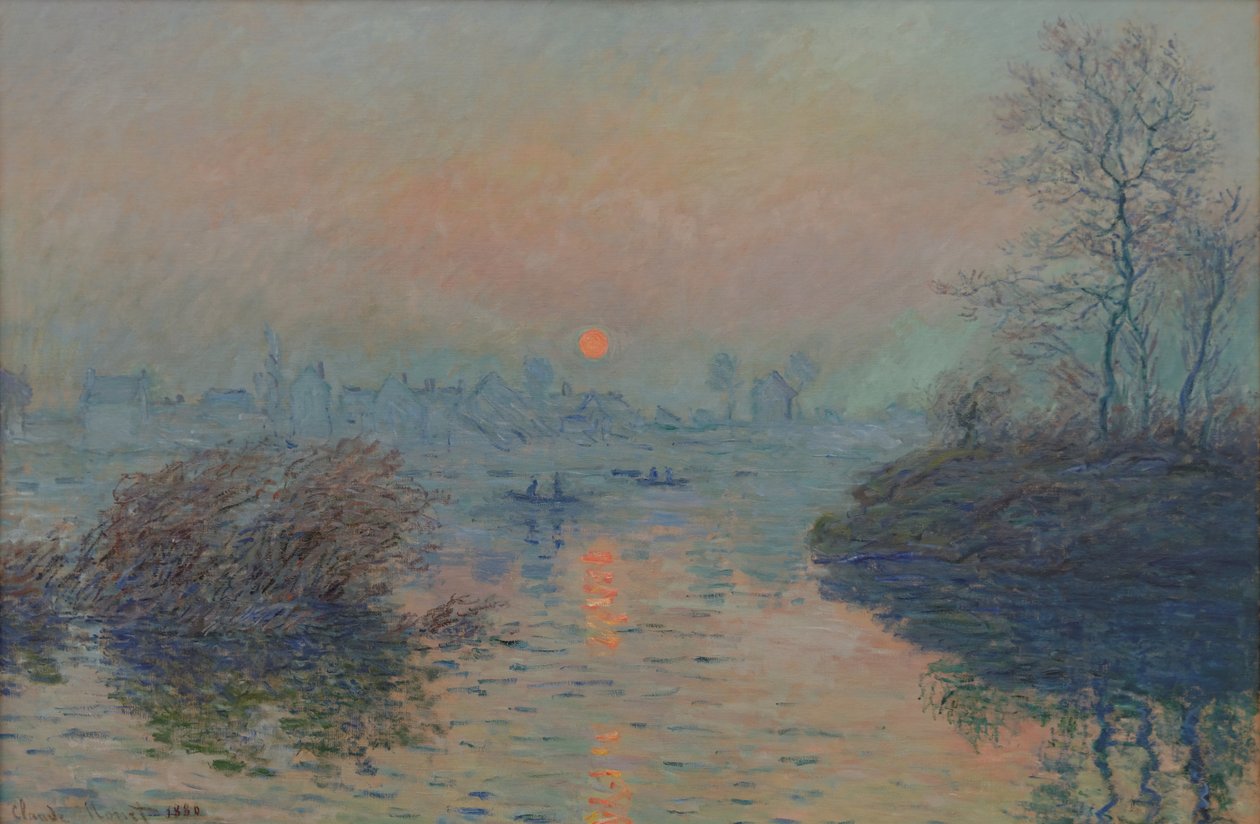 Soleil couchant sur la seine à Lavacourt, effet dhiver tekijältä Claude Monet