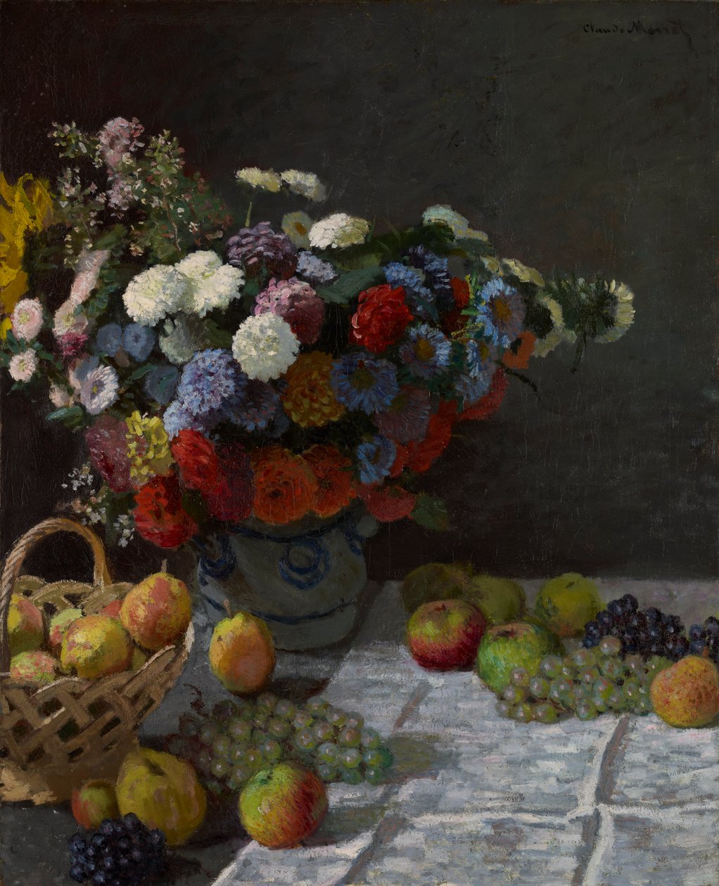 Asetelma kukilla ja hedelmillä, 1869 tekijältä Claude Monet