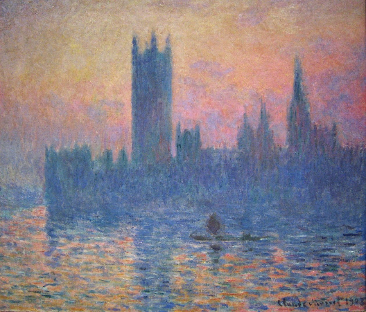 Parlamenttitalo, auringonlasku tekijältä Claude Monet