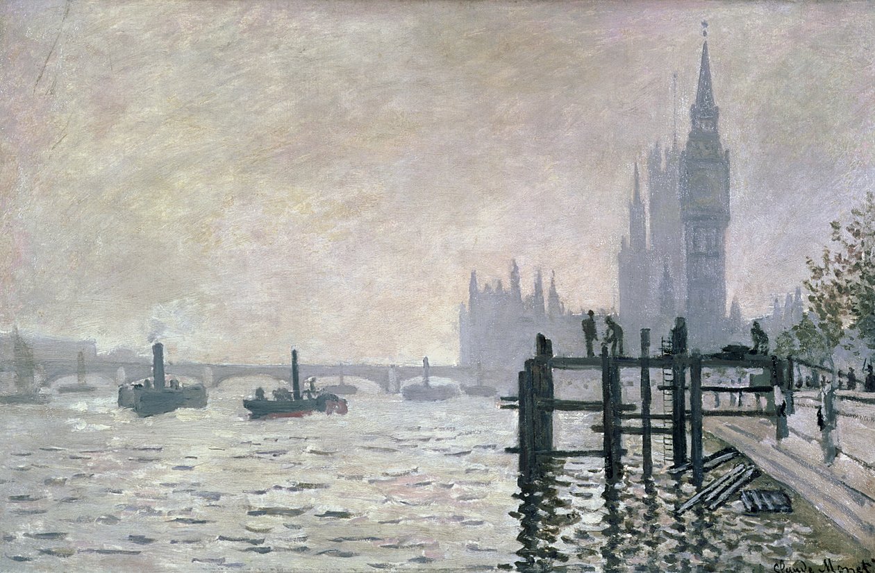 Thames Westminsterin alla, 1871 tekijältä Claude Monet