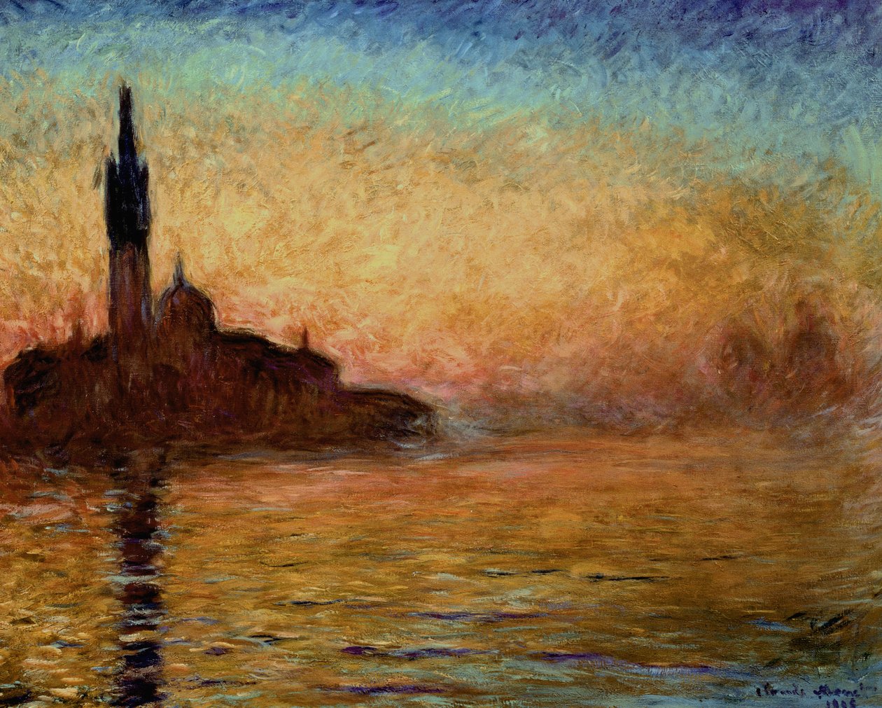 Näkymä San Giorgio Maggiorelle, Venetsiaan Twilightissa, 1908 tekijältä Claude Monet