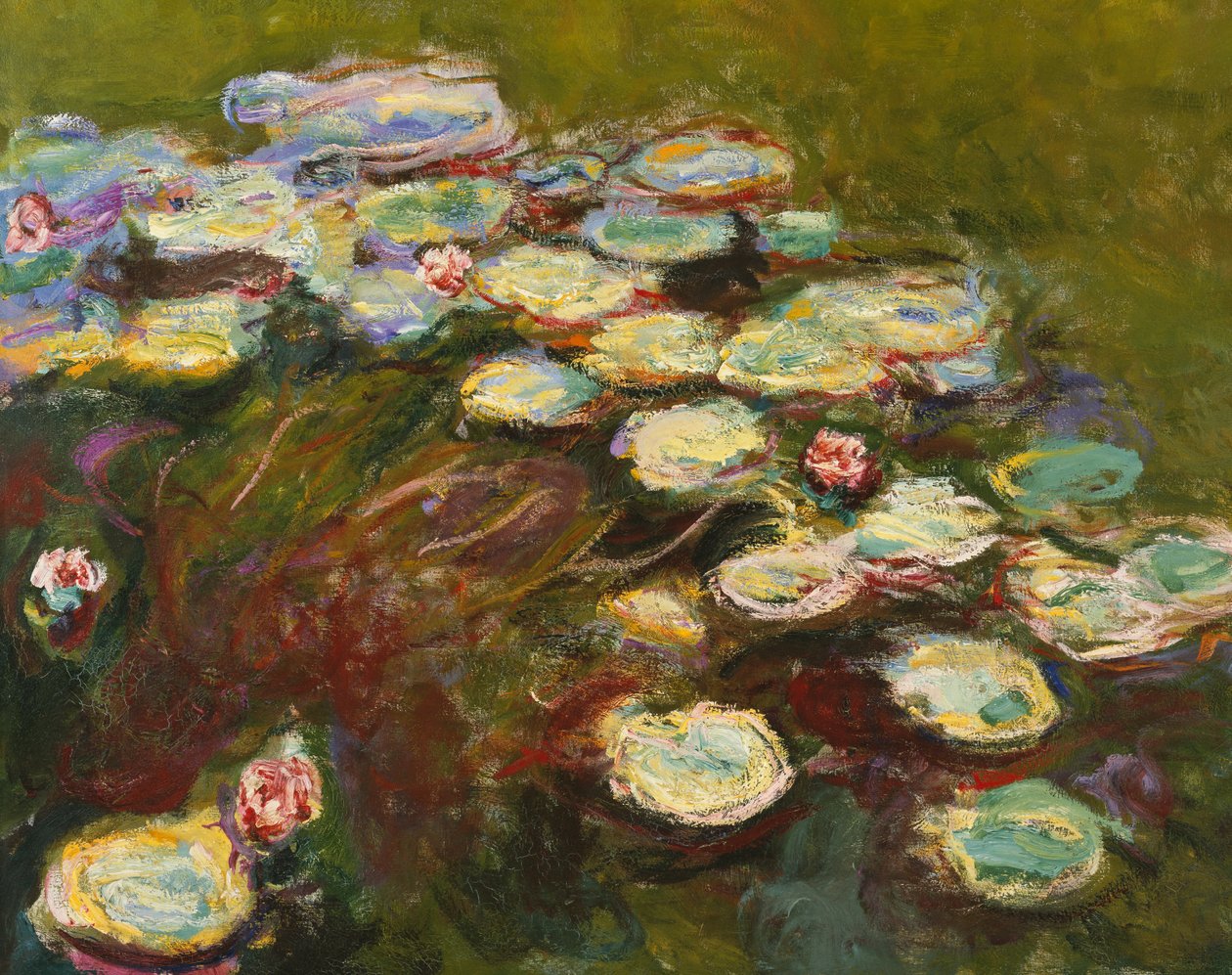 Vesilumpet, 1914-17 yksityiskohta 82359 öljy kankaalle tekijältä Claude Monet