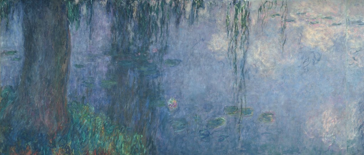 Lummet: Aamu itkevien pajujen kanssa, yksityiskohta vasemmasta osasta, 1914-18 (katso myös 71321-22) tekijältä Claude Monet