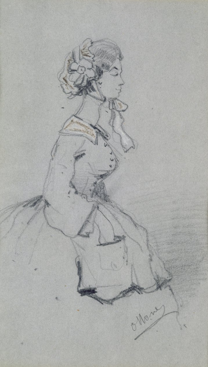 Nuori nainen nauhalla, 1857 (hiili ja pastelli paperille) tekijältä Claude Monet