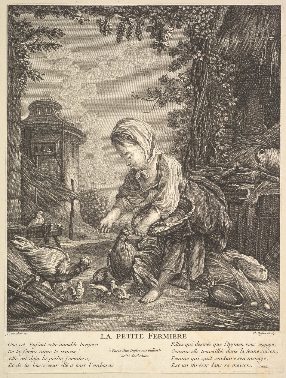 Pieni Farm Girl, n. 1753. tekijältä Claude Augustin Duflos