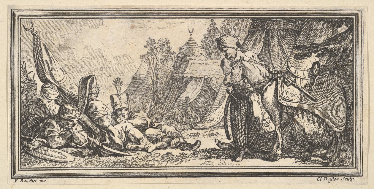 Turkkilaiset sotilaat lepäävät, 1746-47. tekijältä Claude Augustin Duflos