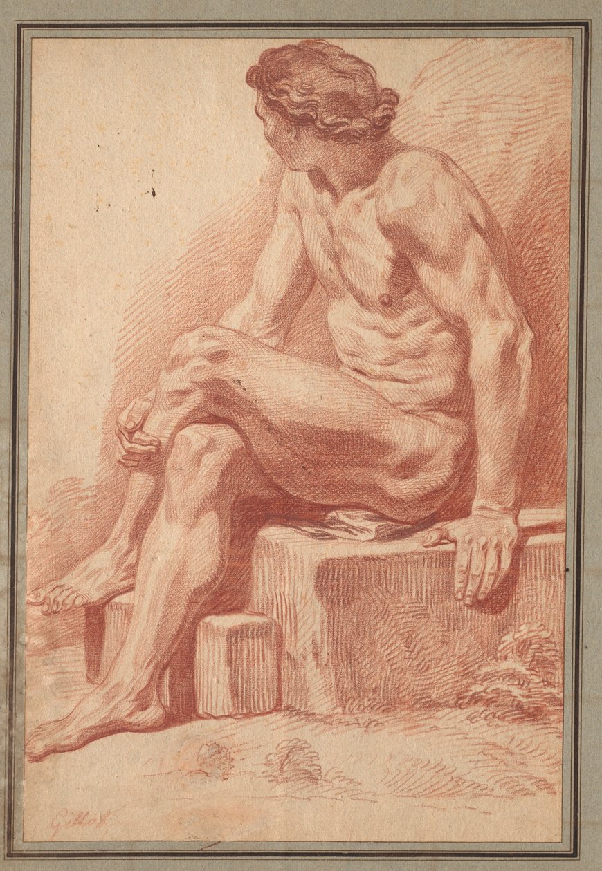 Istuva miesaktio, 1693-1695. tekijältä Claude Gillot