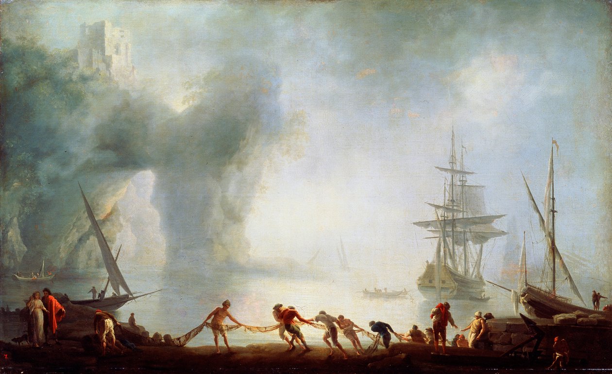 Aamunkoitto Caprin yllä. Sumu, c1745. tekijältä Claude Joseph Vernet