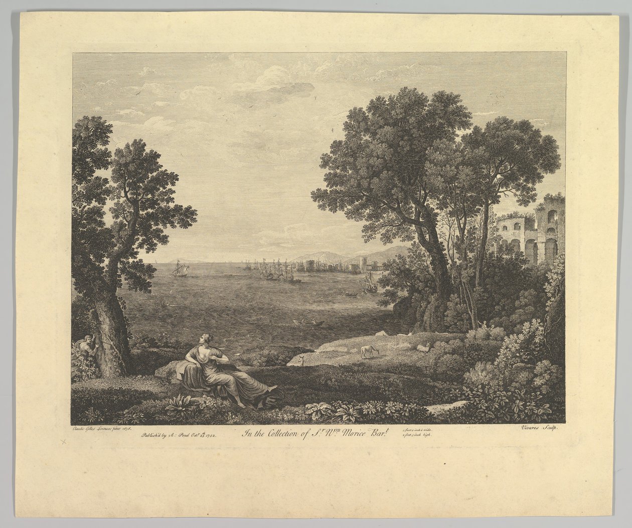 Merimaisema Bacchuksen ja Ariadnen kanssa, 1742. tekijältä Claude Lorrain