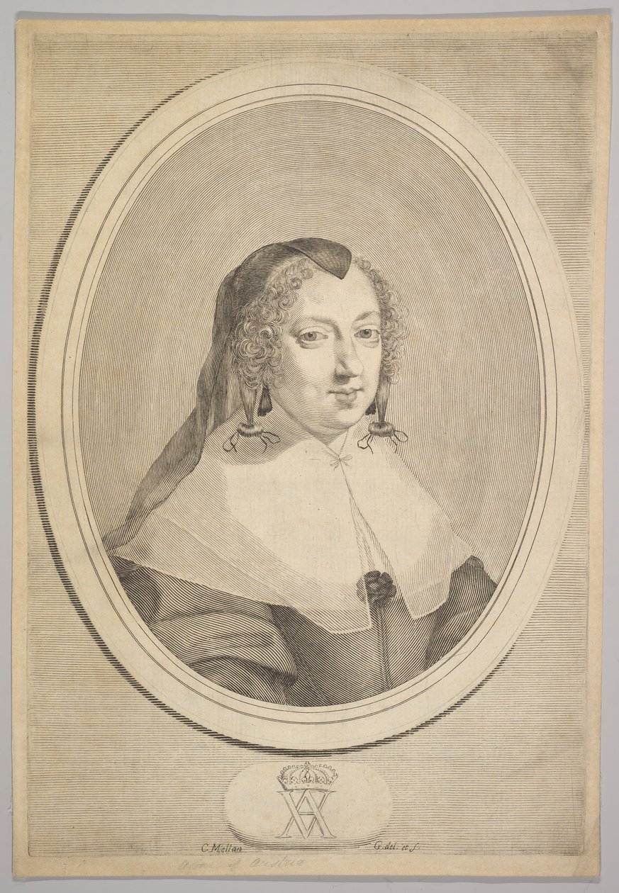 Anne Itävalta, n. 1645. tekijältä Claude Mellan