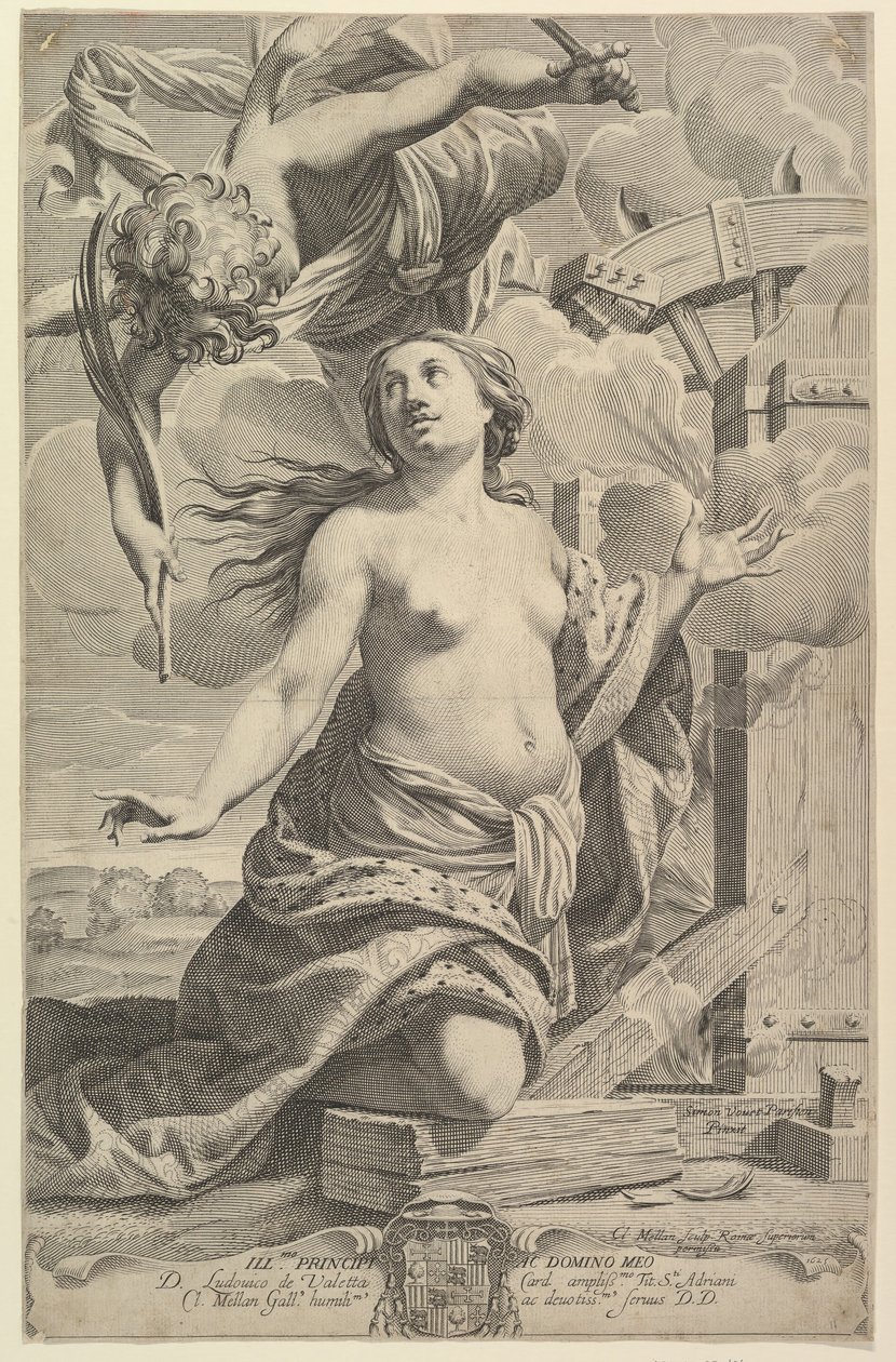 Pyhän Katariinan marttyyrikuolema, 1625. tekijältä Claude Mellan