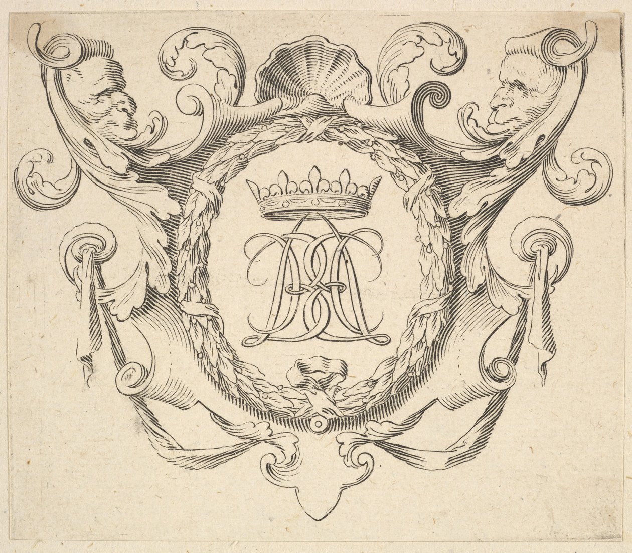 Monogrammi kruunattu. tekijältä Claude Mellan