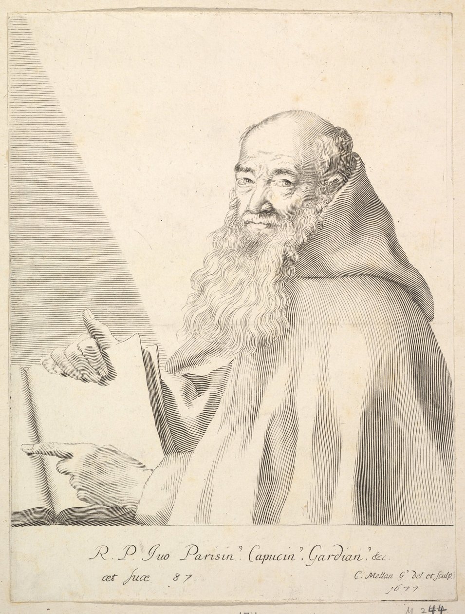 Isä Yvesin muotokuva, 1677. tekijältä Claude Mellan