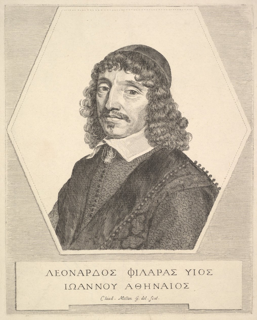 Leonardos Philarasin muotokuva, 1651. tekijältä Claude Mellan