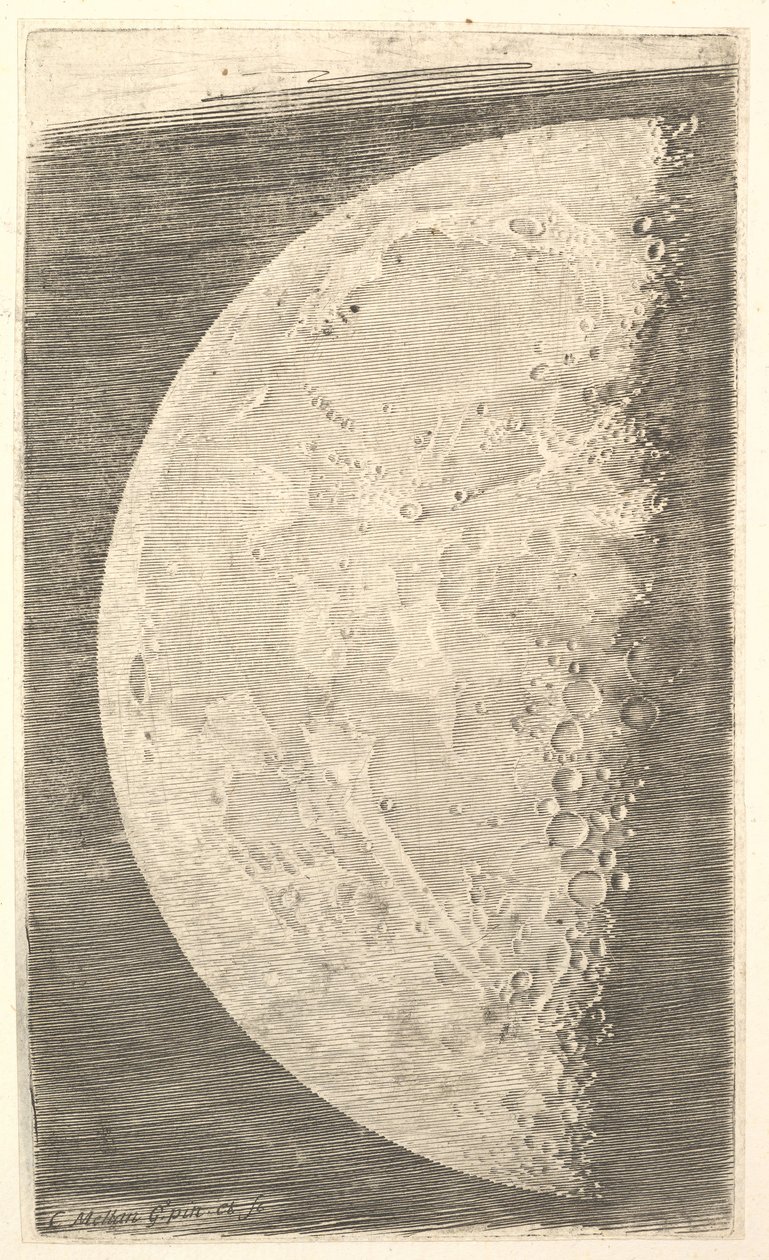 Kuu viimeisellä neljänneksellä, 1635. tekijältä Claude Mellan