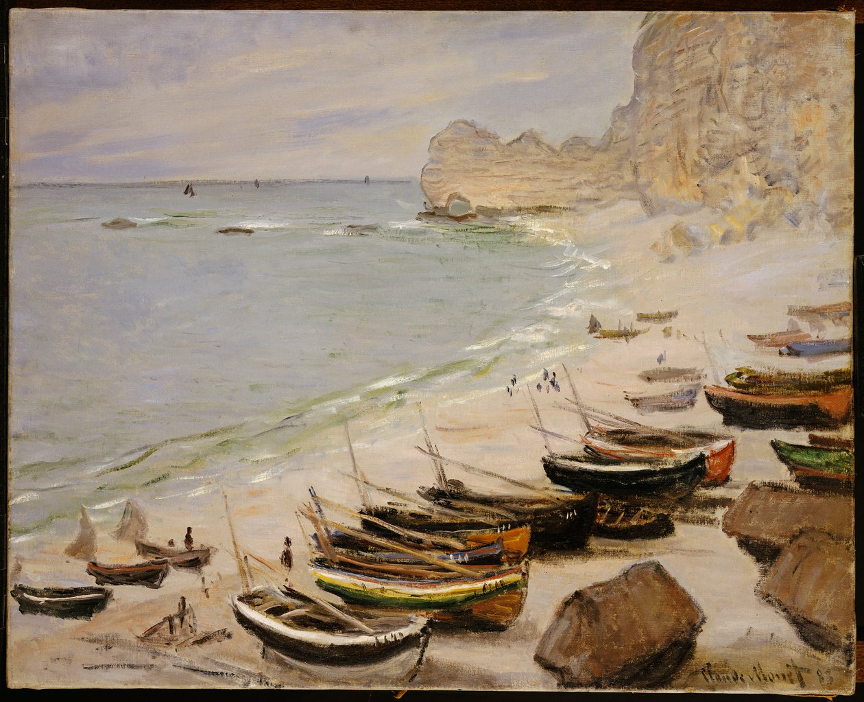 Veneitä rannalla Etretatissa, 1883 tekijältä Claude Monet