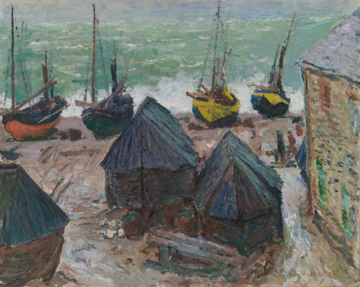 Veneitä rannalla Étretatissa, 1885. tekijältä Claude Monet