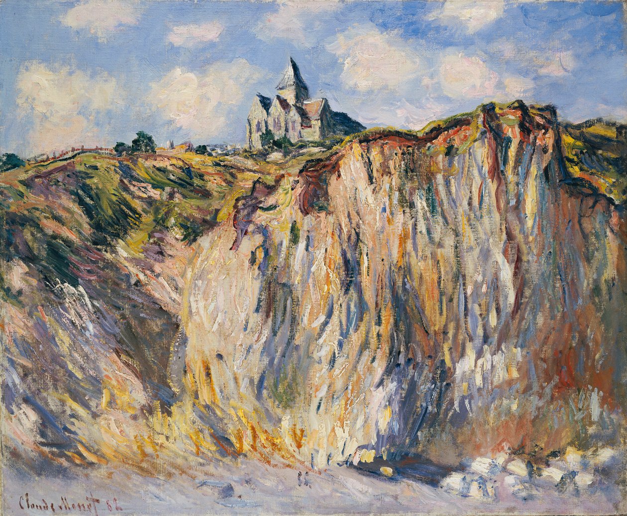 Varengevillen kirkko aamulla, 1882 tekijältä Claude Monet