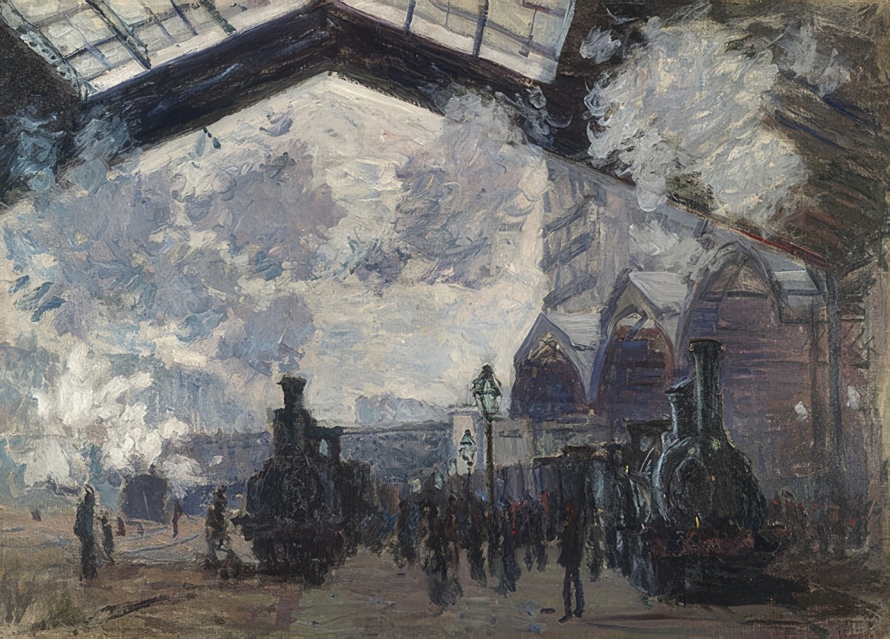 Der Gare Saint Lazare. 1877 tekijältä Claude Monet