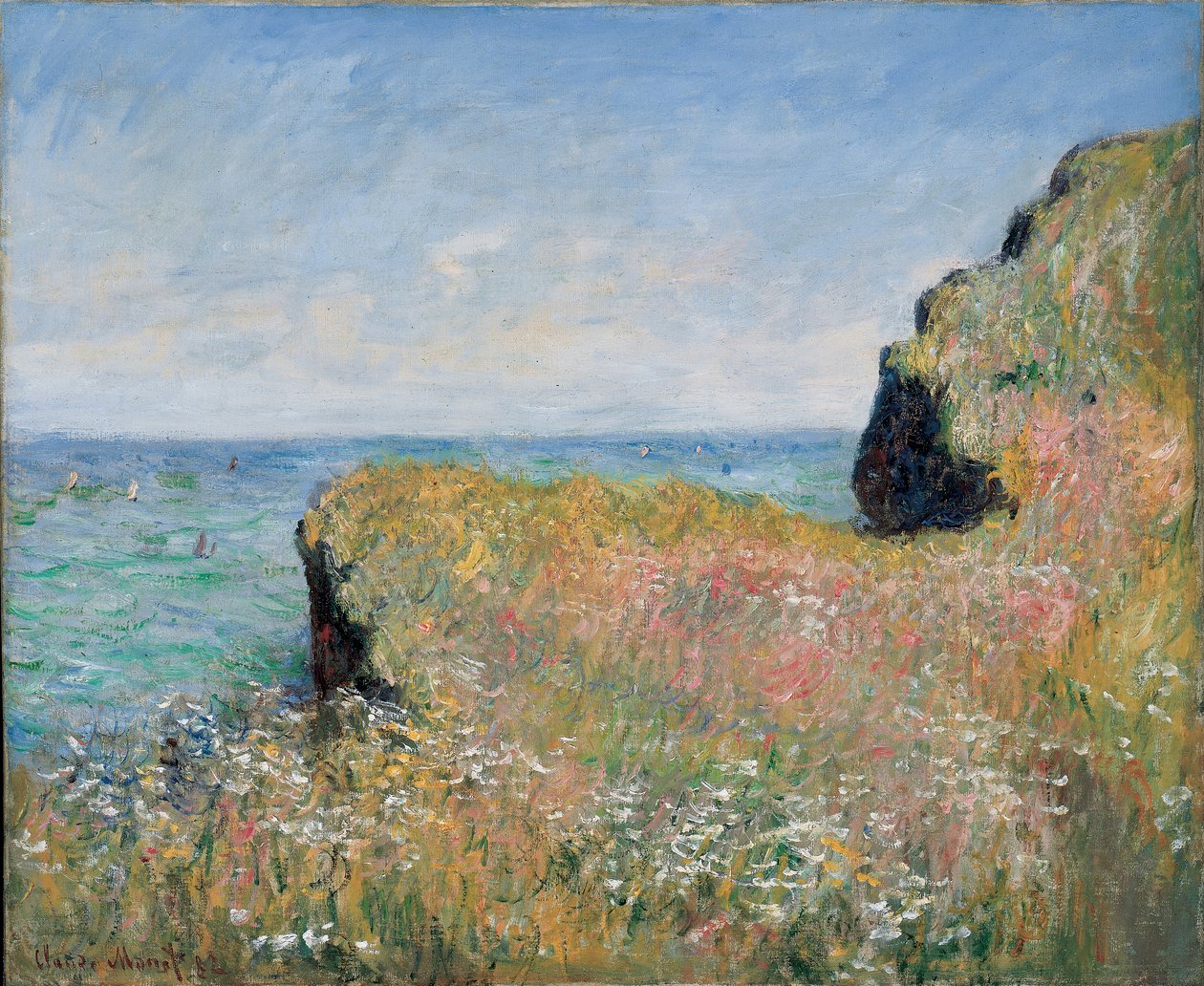 Edge of the Cliff, Pourville, 1882 tekijältä Claude Monet