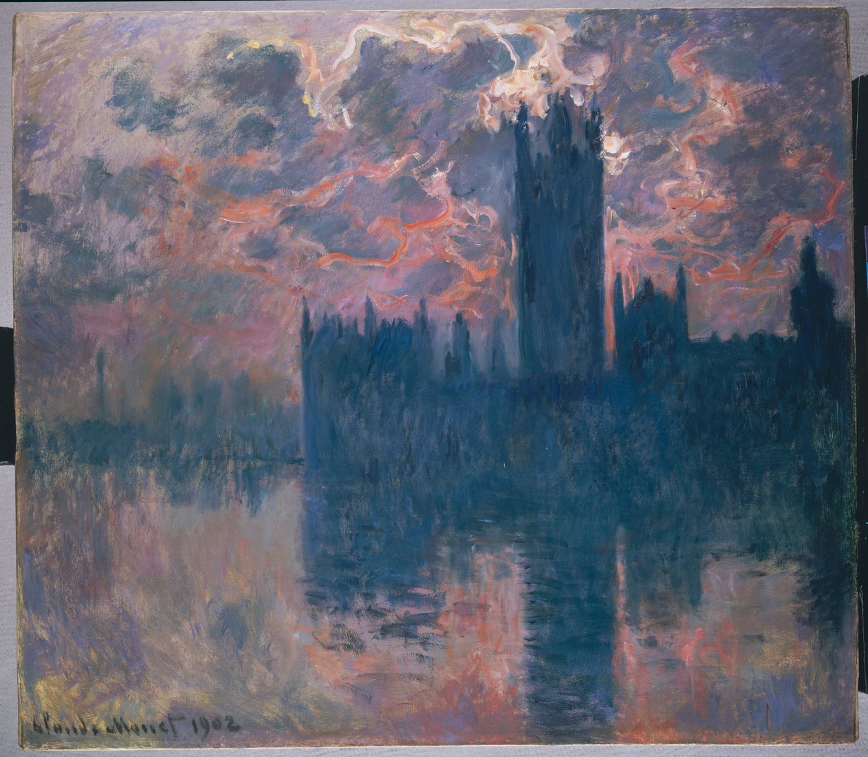 Parlamenttitalo, auringonlasku, 1902 tekijältä Claude Monet
