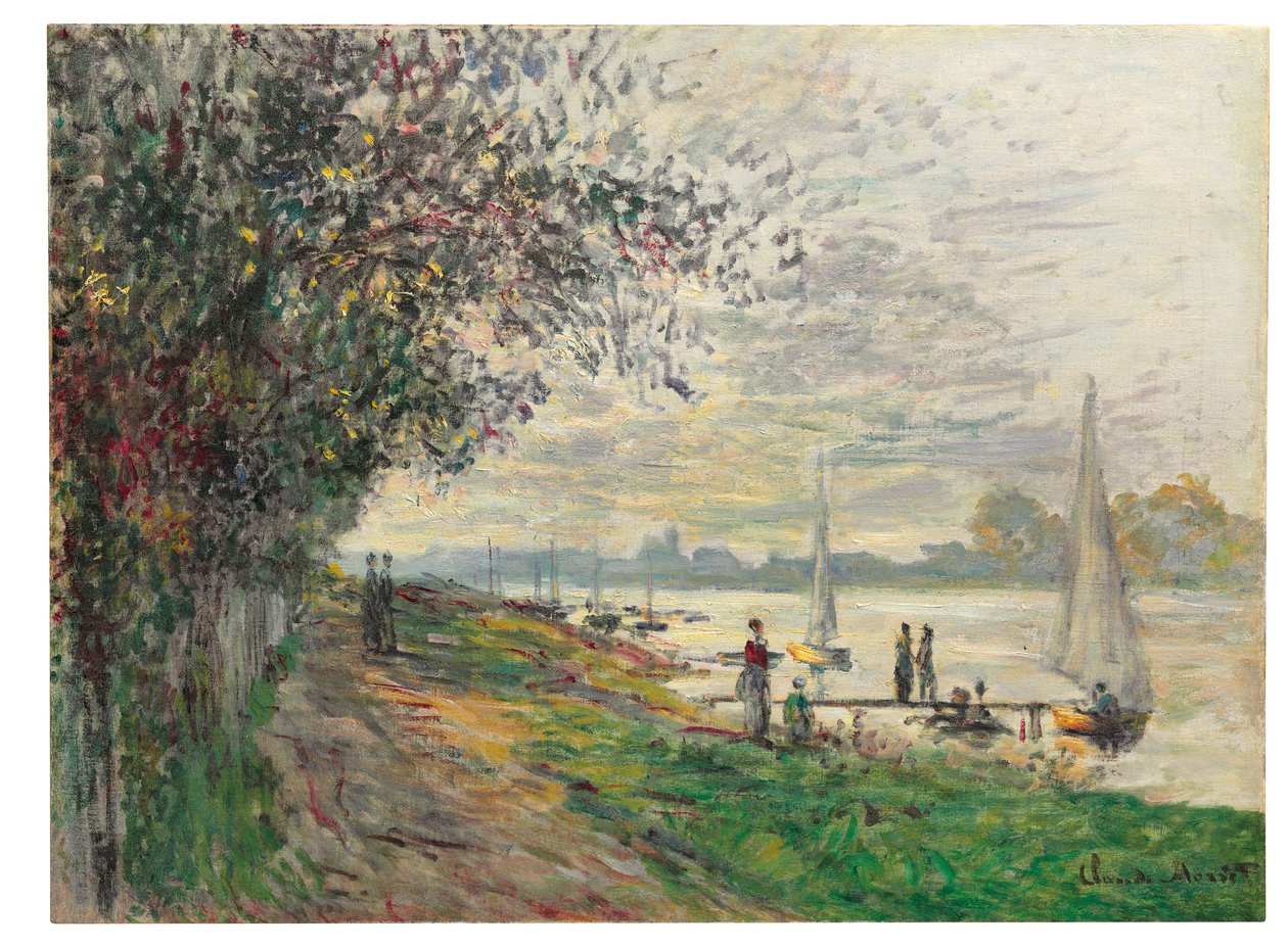 Petit-Gennevilliersin pankki, laskeva aurinko, 1875 tekijältä Claude Monet