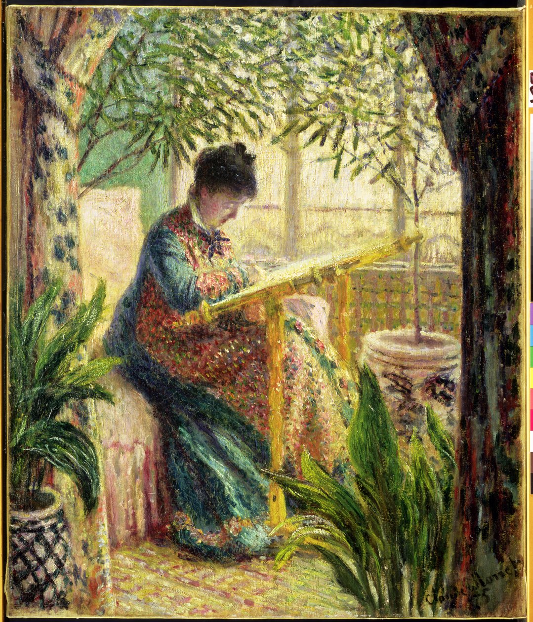 Madame Monet -kirjonta (Camille au Metier) 1875 tekijältä Claude Monet