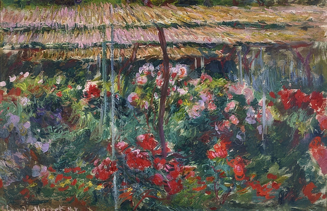 Pionipuutarha. 1887 tekijältä Claude Monet