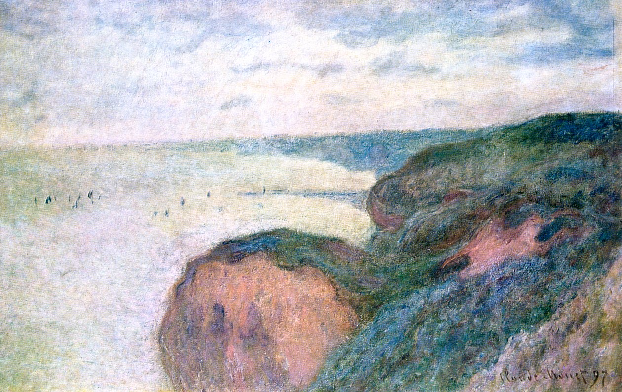 Jyrkät kalliot lähellä Dieppeä, 1897 tekijältä Claude Monet