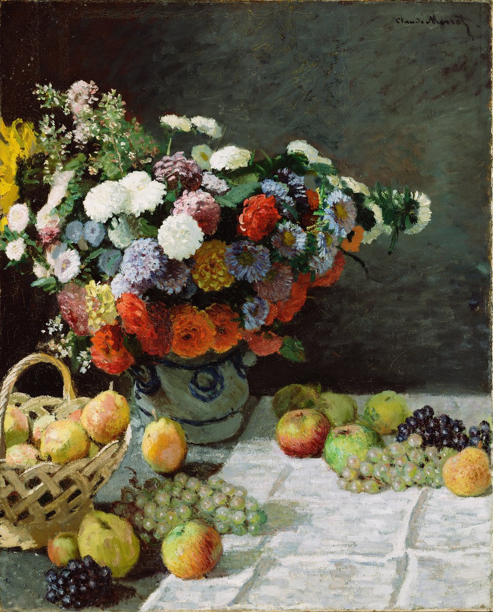 Asetelma kukilla ja hedelmillä, 1869 tekijältä Claude Monet