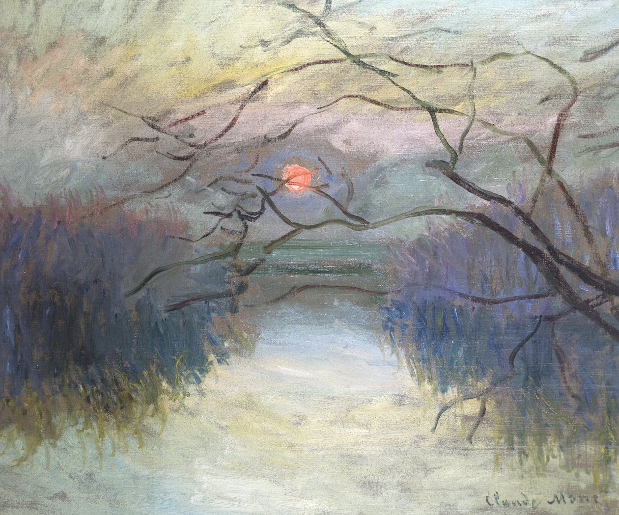 Auringonlasku Seinen rannalla Vétheuilissa, 1880 tekijältä Claude Monet