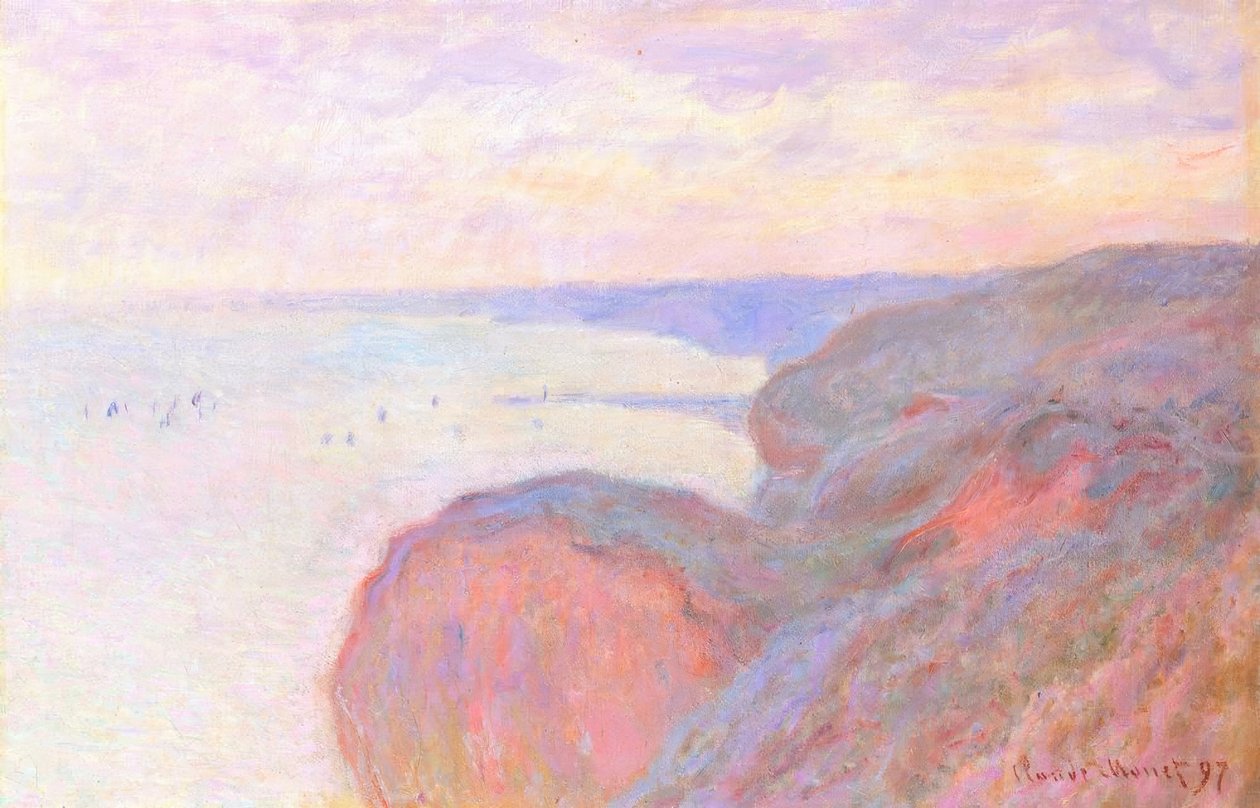 Falaisessa lähellä Dieppeä, pilvinen taivas tekijältä Claude Monet