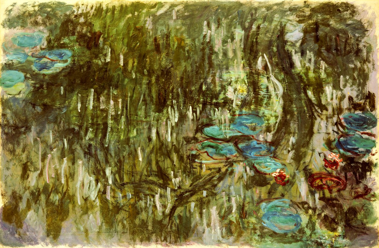 Vesililjat, Heijastunut paju, n. 1920 tekijältä Claude Monet