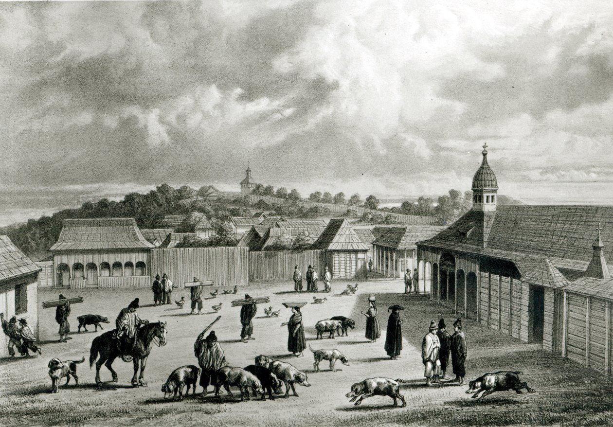 Plaza de San-Carlos de Chiloe, 1835 ] tekijältä Claudio Gay