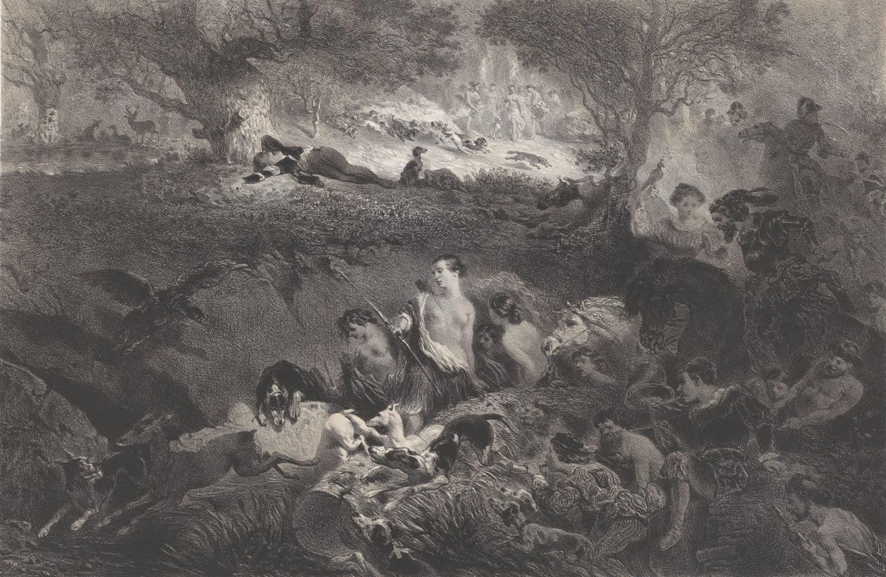 Unelmia metsästyksestä, 1858. tekijältä Célestin Nanteuil